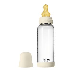 Картинка товара Стеклянная бутылочка с латексной соской, средний поток BIBS Boheme - Ivory, 240 мл