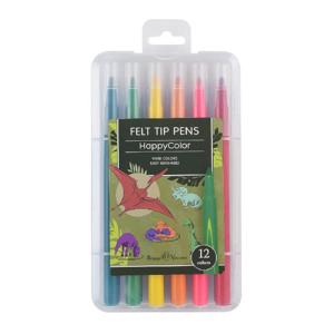 Картинка товара Фломастеры утолщенные «Happycolor. Динозавры» 12 цветов