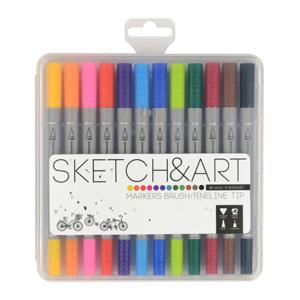 Картинка товара Маркеры двухсторонние для скетчинга SKETCH&ART, 12 цветов