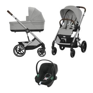 Картинка товара Коляска Cybex Balios S Lux SLV 3 в 1 Stone Grey в комплекте со спальным блоком Cot S
