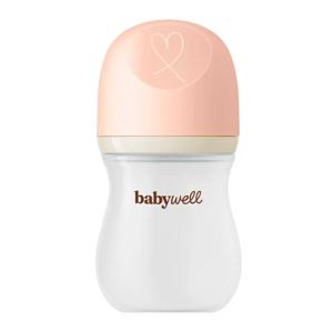 Картинка товара Бутылочка Babywell из стекла с нижним клапаном, розовый 240 мл