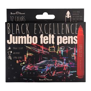 Картинка товара Фломастеры Jumbo «Black excellence», 12 цветов (антивандальные)